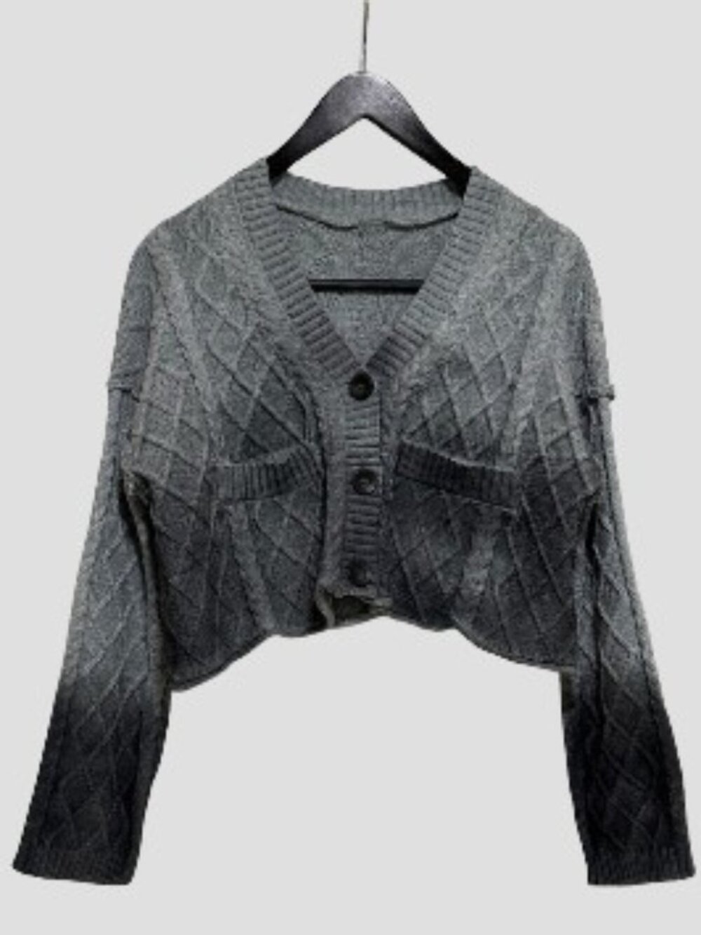 SHEIN Ombre Cable Knit Cropped Cardigan L NWOT